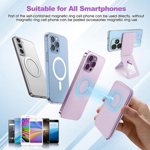 Phone Stand, Foldable Magnetic Phone Tripod, Angle Adjustment & Strong Magnets PU Leather Phone Stand, Compatible with All Smart Phone 16/15/14/13/12 (Black) in Saudi Arabia