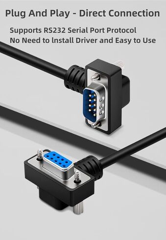 عام DB9 RS232 كابل المنفذ التسلسلي لأسفل الزاوية اليمنى 9 دبوس RS232 كابل اتصال منفذ COM (90 درجة مطلي بالنيكل - ذكر لذكور ، 3 أمتار) in Kuwait