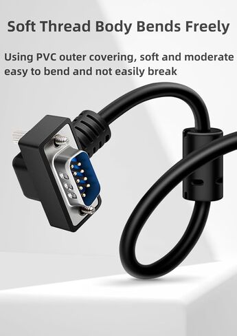 عام DB9 RS232 كابل المنفذ التسلسلي لأسفل الزاوية اليمنى 9 دبوس RS232 كابل اتصال منفذ COM (90 درجة مطلي بالنيكل - ذكر لذكور ، 3 أمتار) in Kuwait