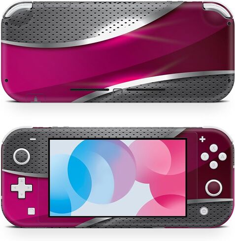 ZOOMHITSKINS Switch Lite Accessories, Compatible for Switch Lite Skin, Blue Green Silver Red Pink Color Lines Graphic Art Modern, 3M Vinyl, Durable & Fit, Easy to Install, Made in The USA in Saudi Arabia
