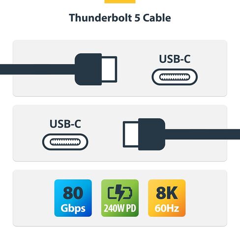 startech.com 1.5 قدم (50 سم) كابل Thunderbolt 5 ، 80 جيجابت في الثانية/120 جيجابت في الثانية ، 240W PD ، 8K 60Hz ، معتمد Thunderbolt ، TB5/TB4/USB4/USB-C in Saudi Arabia