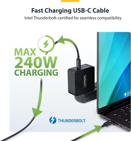 startech.com 1.5 قدم (50 سم) كابل Thunderbolt 5 ، 80 جيجابت في الثانية/120 جيجابت في الثانية ، 240W PD ، 8K 60Hz ، معتمد Thunderbolt ، TB5/TB4/USB4/USB-C in Saudi Arabia