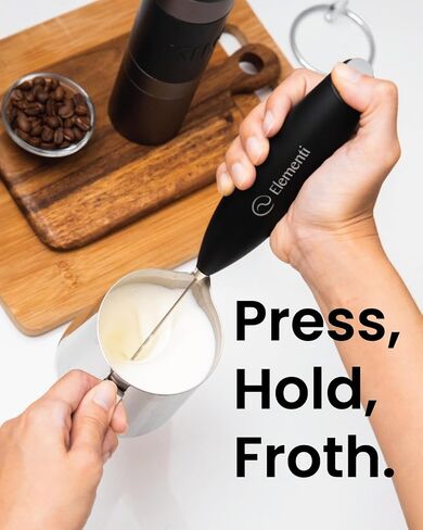 Elementi Drink Mixer Handheld - Electric Stirrer and Powerful Protein Powder Mixer Wand, Easy-to-Use Mini Frother Wand for Quick Delicious Cocktails, Milk Frother and Coffee Stirrers (Orange) in Kuwait