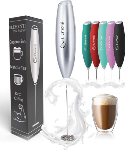 Elementi Drink Mixer Handheld - Electric Stirrer and Powerful Protein Powder Mixer Wand, Easy-to-Use Mini Frother Wand for Quick Delicious Cocktails, Milk Frother and Coffee Stirrers (Orange) in Kuwait