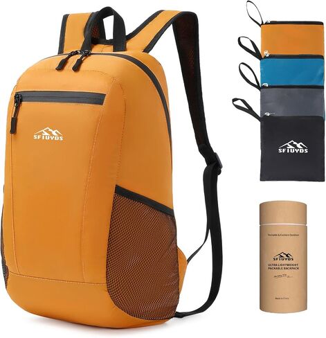 Small Hiking Backpack, 15L Lightweight Travel Backpack with Phone Pocket, Hiking Daypack for Women Men(Oxford, Brown) in Kuwait