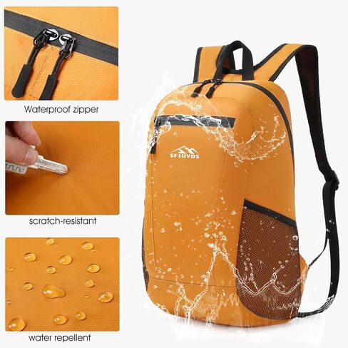 Small Hiking Backpack, 15L Lightweight Travel Backpack with Phone Pocket, Hiking Daypack for Women Men(Oxford, Brown) in Kuwait
