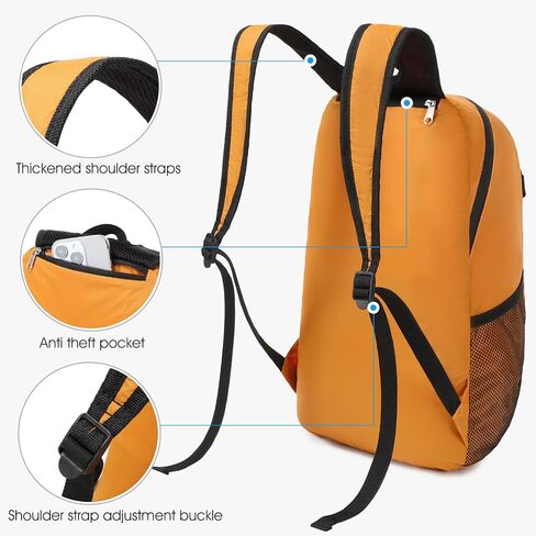Small Hiking Backpack, 15L Lightweight Travel Backpack with Phone Pocket, Hiking Daypack for Women Men(Oxford, Brown) in Kuwait