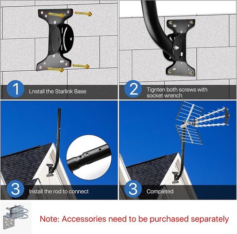 Adjustable Mounting Pole for Tempest Weather Station & Starlink Gen 3, (Diameter 1 1/2", Length 33 1/4"), J-Pole Bracket with 180° Swivel Arm, No-Drill Roof/Eaves Installation, Weather-Resistant Steel in Saudi Arabia