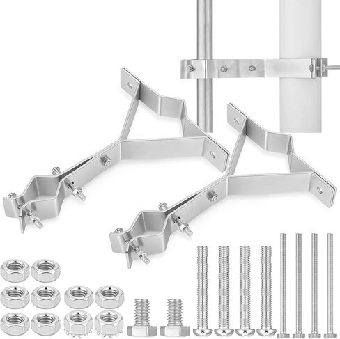 BLULU 2 PCS تنفيس أنبوب تنفيس لمدة 2-1/2 "إلى 5-1/2" أنبوب تنفيس-(1 "إلى 1.25" قوس ماست) جبل هوائيات التليفزيون الصلب المجلفن للخارج in Kuwait