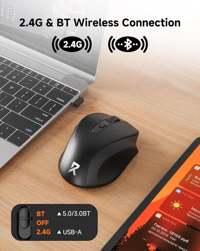 Redragon اللاسلكية الماوس BT5.0/3.0 و 2.4G ، 6 أزرار ، 5 مستوى 4000DPI الماوس بلوتوث ، بطارية 18 شهر in Saudi Arabia