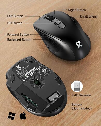 Redragon اللاسلكية الماوس BT5.0/3.0 و 2.4G ، 6 أزرار ، 5 مستوى 4000DPI الماوس بلوتوث ، بطارية 18 شهر in Saudi Arabia