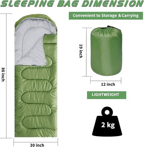 Sleeping Bags for Adults, Warm ＆Cold Weather Backpacking Camping Sleeping Bag,Lightweight, Waterproof Sleeping Bag with Compression Sack for Indoor ＆ Outdoor Camping Hiking Travel (Green) in Saudi Arabia