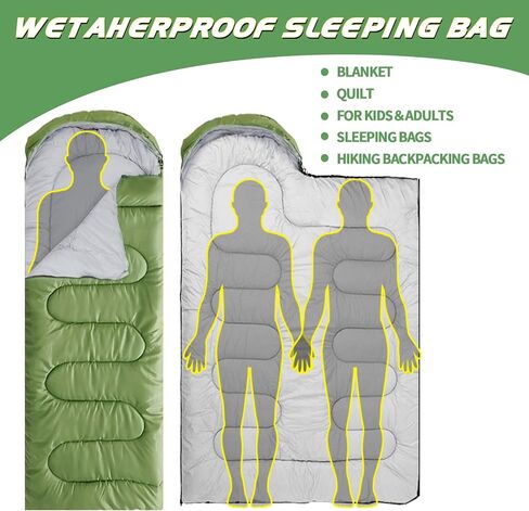 Sleeping Bags for Adults, Warm ＆Cold Weather Backpacking Camping Sleeping Bag,Lightweight, Waterproof Sleeping Bag with Compression Sack for Indoor ＆ Outdoor Camping Hiking Travel (Green) in Saudi Arabia