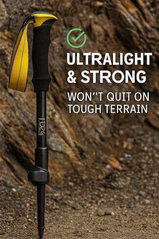 Folding Trekking Poles with Phone Mount Ultralight 7075 Aluminum, Foldable 5-Section Hiking Poles, Shock-Absorbing EVA Grip, Compact for Travel, Backpacking & Trail Walking in Saudi Arabia