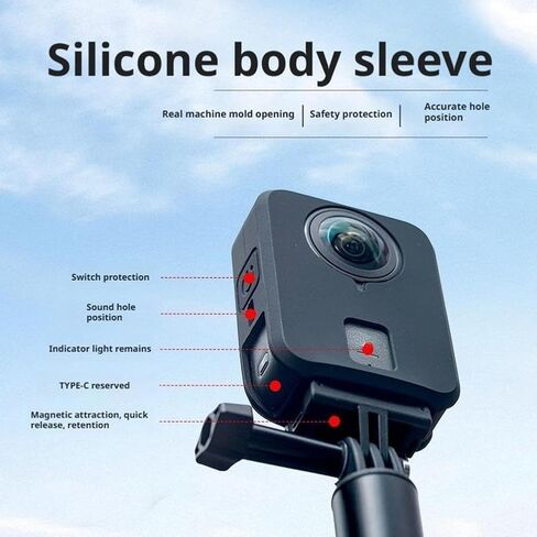 Silicone Protective Case for DJI OSMO 360 – Scratch-Resistant & Shock-Absorbing Body Cover with Precise Cutouts & Button Protrusion (Black) in Saudi Arabia