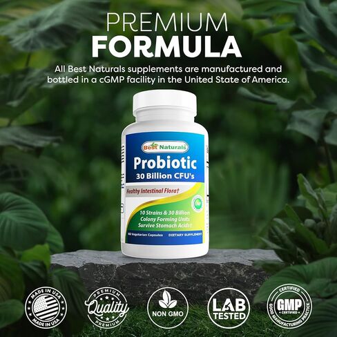 Best Naturals Probiotic 10 Strains & 30 Billion CFU Intestinal Flora, 60 Veggie Capsules (60 Count (Pack of 1)) in Saudi Arabia
