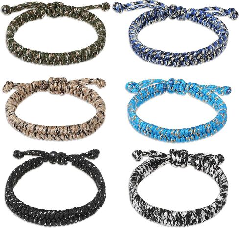 6 Pcs Paracord Bracelets Adjustable Rope String Bracelet Woven Braided Bracelet Multicolor Friendship Cord Bracelets for Men Women Outdoor Camping Climbing Gifts in Saudi Arabia