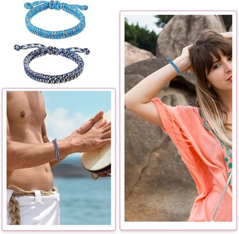 6 Pcs Paracord Bracelets Adjustable Rope String Bracelet Woven Braided Bracelet Multicolor Friendship Cord Bracelets for Men Women Outdoor Camping Climbing Gifts in Saudi Arabia