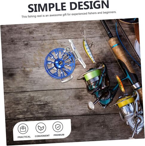 Popetpop الألومنيوم سبيكة ذبابة الصيد بكرة الصيد القوية كرابي عجلة الصيد مع قدم مركبة عالية الكثافة لقارب الشعاب المرجانية في الهواء الطلق استخدام اليد اليمنى الأزرق in Kuwait