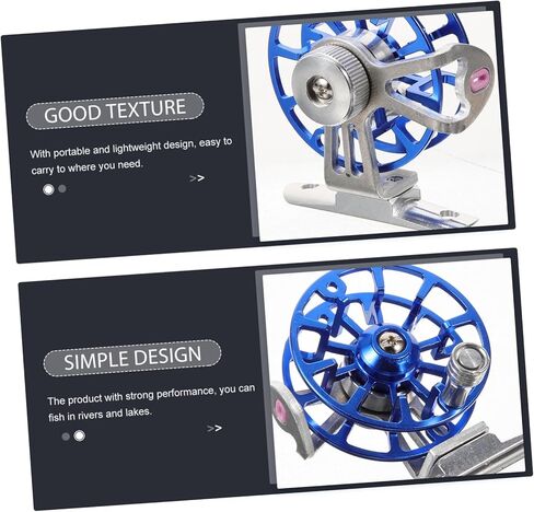 Popetpop الألومنيوم سبيكة ذبابة الصيد بكرة الصيد القوية كرابي عجلة الصيد مع قدم مركبة عالية الكثافة لقارب الشعاب المرجانية في الهواء الطلق استخدام اليد اليمنى الأزرق in Kuwait