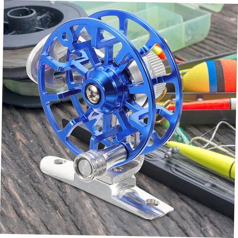 Popetpop الألومنيوم سبيكة ذبابة الصيد بكرة الصيد القوية كرابي عجلة الصيد مع قدم مركبة عالية الكثافة لقارب الشعاب المرجانية في الهواء الطلق استخدام اليد اليمنى الأزرق in Kuwait