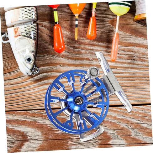 Popetpop الألومنيوم سبيكة ذبابة الصيد بكرة الصيد القوية كرابي عجلة الصيد مع قدم مركبة عالية الكثافة لقارب الشعاب المرجانية في الهواء الطلق استخدام اليد اليمنى الأزرق in Kuwait