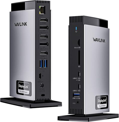 WAVLINK Docking Station 3 Monitors, Triple 4K@60Hz for MacBook M1/M2/M3/M4/Windows, Displaylink Dock with 3X HDMI or 2X DisplayPort, 130WPD,5 USB Ports, Ethernet, Audio, SD/TF in Saudi Arabia