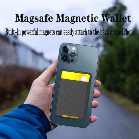 BIAJIYA Card Holder for Back of Phone for Stand MagSafe Magnetic Silicone Wallet Compatible with iPhone17/16/15/14/13/12/12 Pro/ 12 Mini/ 12 Pro Max (Black) in Kuwait