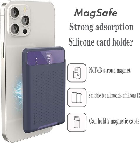 حامل بطاقة Biajiya لظهر الهاتف للوقوف Magsafe Magnetic Silicone Wallet متوافق مع iPhone17/16/15/14/13/21/21 in Kuwait