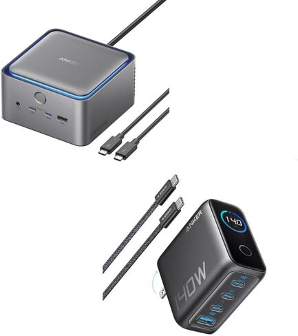محطة إرساء Anker Prime TB5 ، 14-in-1 Thunderbolt 5 Dock & Anker Captop Charger ، 140W Max USB C Charger ، 4-Port Multi-Device Charging in Saudi Arabia