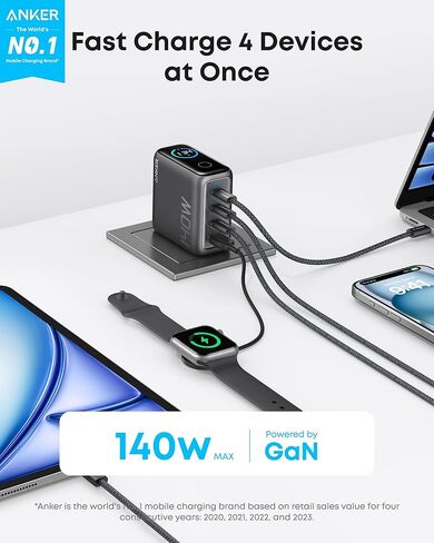 محطة إرساء Anker Prime TB5 ، 14-in-1 Thunderbolt 5 Dock & Anker Captop Charger ، 140W Max USB C Charger ، 4-Port Multi-Device Charging in Saudi Arabia