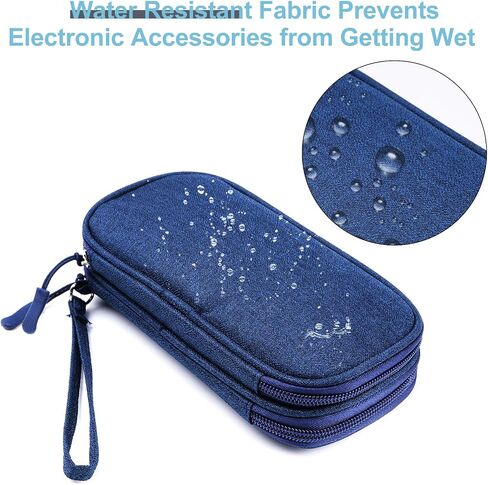Electronic Accessories Carry Case, Travel Organizer Pouch, Portable Waterproof Double Layers Storage Bag for USB Cable, Cord, Earphone Black in Saudi Arabia