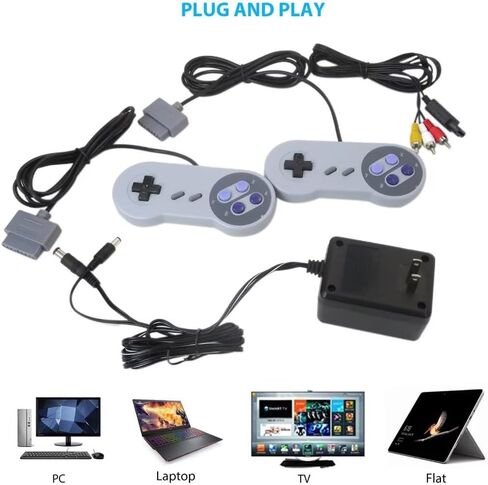 2 حزمة استبدال لوحدات تحكم Super Nintendo SNES ، AV كابل وحزمة محول الطاقة لـ Super Nintendo SNES Console System TBGS in Saudi Arabia