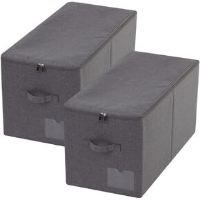 Pack of 2, Large Size Folding Washable Fabric Storage Boxes for Bedding Sheets, Blankets, Pillows, Clothing, Toys, Dark Gray in Saudi Arabia