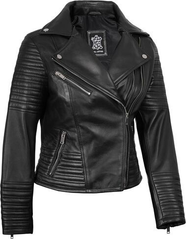 fjackets Leather Motorcycle Jacket Women - Real Leather Outfits For Women in Kuwait