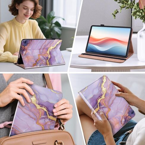 Case for Lenovo Idea Tab Pro 12.7 inch (TB-373FU/ TB-375FC) 2025 Tablet, Folio Cover with Multi-Angle Stand and Pen Holder, Purple Marble in Saudi Arabia