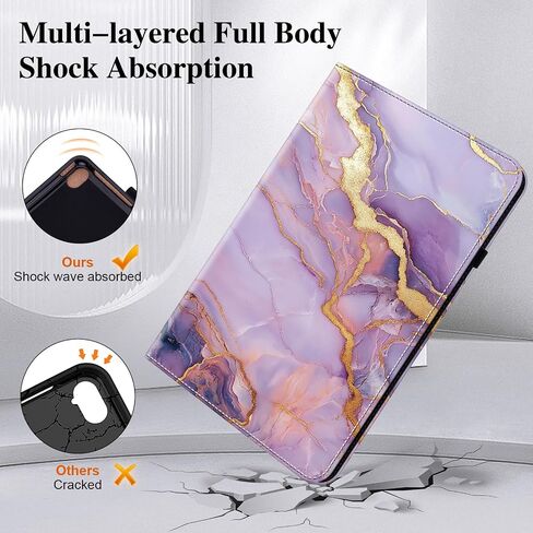 Case for Lenovo Idea Tab Pro 12.7 inch (TB-373FU/ TB-375FC) 2025 Tablet, Folio Cover with Multi-Angle Stand and Pen Holder, Purple Marble in Saudi Arabia
