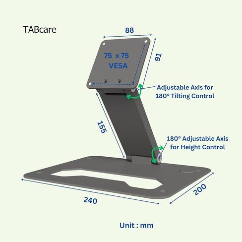 TABcare Anti-Theft Acrylic Case with EZ Foldable Aluminum Desktop Stand for Apple iPad 10 10.9", iPad 11"(Black) in Saudi Arabia