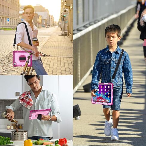 Case for iPad Pro 13 Inch 2024 M4 (7th Generation),A2926/A3007 Tablet Case with Pencil Holder for Kids,Heavy Duty Shockproof Protective with 360°Rotating Stand,Hand/Shoulder Strap,Yellow in Saudi Arabia
