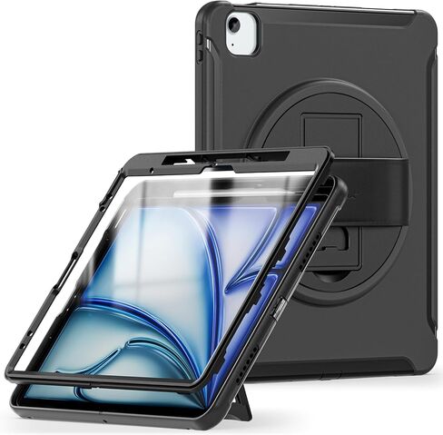Sahara - Series Series Case -Duty مع حزام يدوي لـ iPad Air 11 "(M2 2024 & M3 2025) ، Scorpion Black ، (TB00421) in Saudi Arabia