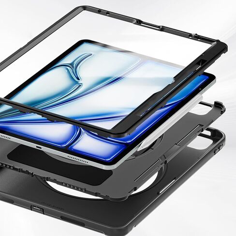Sahara - Series Series Case -Duty مع حزام يدوي لـ iPad Air 11 "(M2 2024 & M3 2025) ، Scorpion Black ، (TB00421) in Saudi Arabia