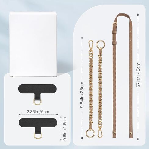 TiMOVO 2-in-1 Phone Lanyard Crossbody, Adjustable Phone Strap for iPhone 16 Pro Max, PU Strap Combo with Metal Chain in Saudi Arabia