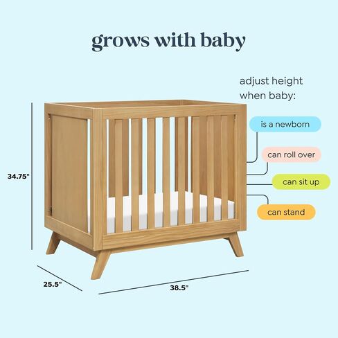 DaVinci Otto 3-in-1 Convertible Mini Crib with 4" Mattress in Walnut, Greenguard Gold Certified in Saudi Arabia
