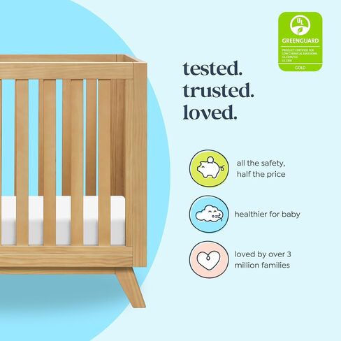 DaVinci Otto 3-in-1 Convertible Mini Crib with 4" Mattress in Walnut, Greenguard Gold Certified in Saudi Arabia