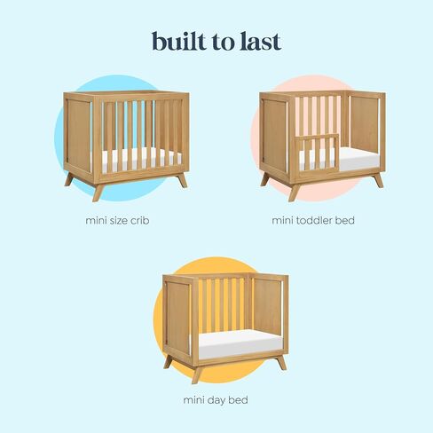 DaVinci Otto 3-in-1 Convertible Mini Crib with 4" Mattress in Walnut, Greenguard Gold Certified in Saudi Arabia