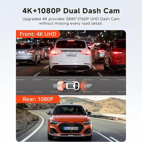 12" 4K Mirror Dash Cam,Rear View Mirror Camera,Smart Touch Screen,Dash Cam Front and Rear for Car,with GPS,G-Sensor,Loop Recording,Parking Mode,Includes 64GB Card in Saudi Arabia