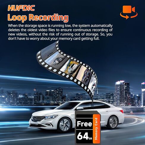 12" 4K Mirror Dash Cam,Rear View Mirror Camera,Smart Touch Screen,Dash Cam Front and Rear for Car,with GPS,G-Sensor,Loop Recording,Parking Mode,Includes 64GB Card in Saudi Arabia