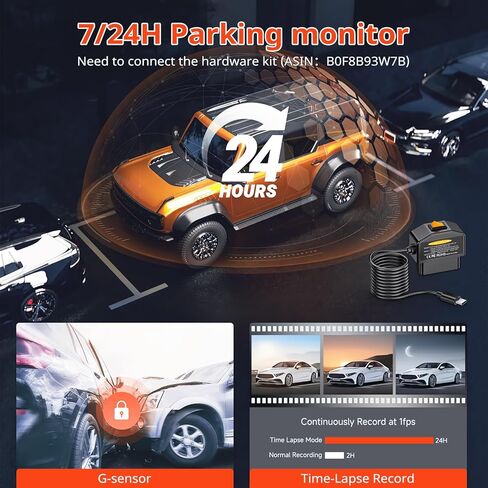 12" 4K Mirror Dash Cam,Rear View Mirror Camera,Smart Touch Screen,Dash Cam Front and Rear for Car,with GPS,G-Sensor,Loop Recording,Parking Mode,Includes 64GB Card in Saudi Arabia