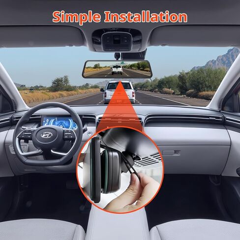12" 4K Mirror Dash Cam,Rear View Mirror Camera,Smart Touch Screen,Dash Cam Front and Rear for Car,with GPS,G-Sensor,Loop Recording,Parking Mode,Includes 64GB Card in Saudi Arabia