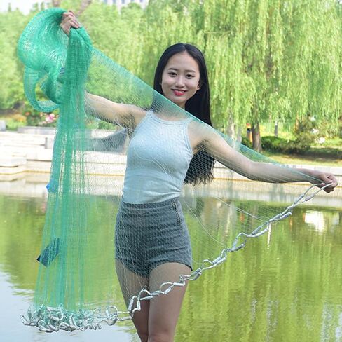 Easy Throw Cast Net for Fishing - Durable Fish Nets for Fishing with Smooth Casting, Perfect for Catching Fish, 8/9/10/12ft Radius in Kuwait
